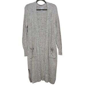 London Kaye Boho Oatmeal Confetti Knit Longline Duster Cardigan Sweater Womens S